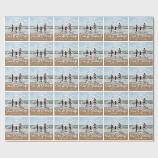 Festive Zeeen & groetensfamilie - Kerstfeest Cadeaupapier (Vlak)