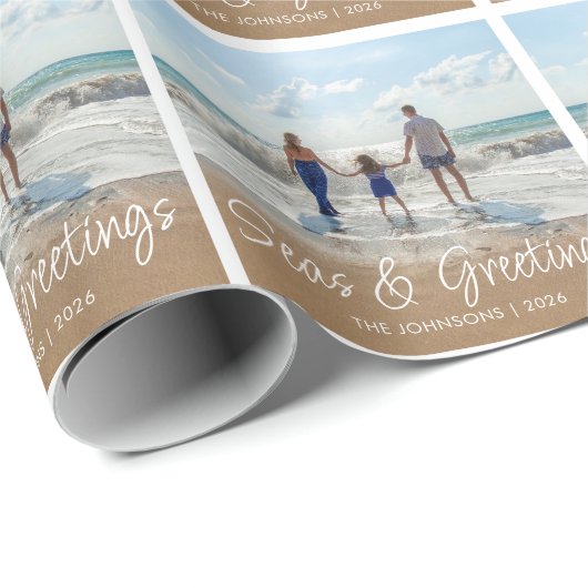 Festive Zeeen & groetensfamilie - Kerstfeest Cadeaupapier (Rol Hoek)