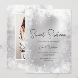 Festive zilverwitte sneeuwelegant, zoet 16 kaart