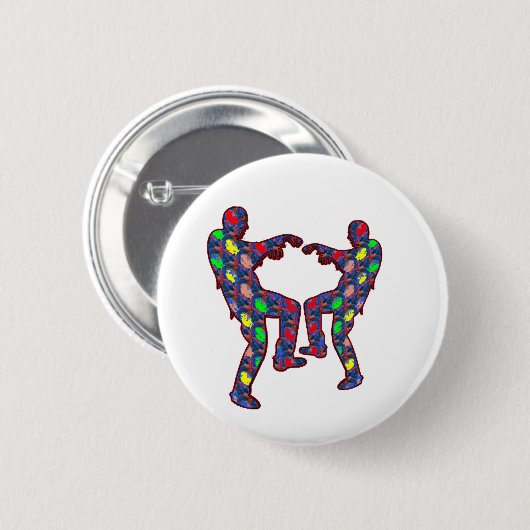 FESTIVE ZOMBIE DANCE RONDE BUTTON 5,7 CM (Voorkant /achterkant)