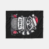 Festively Feral Raccoon Kerst Grappig Vakantie An Fleece Deken (Voorkant (Horizontaal))