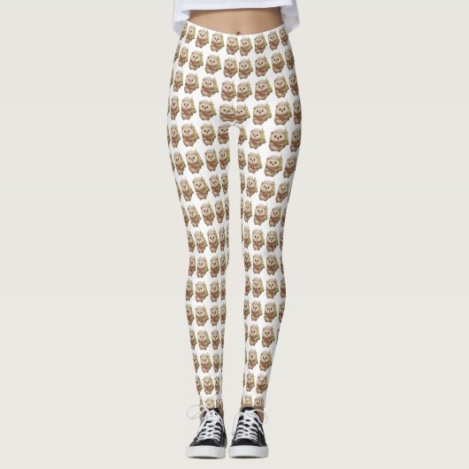Festliche Igel Illustrationen Weiß Leggings (Voorkant)