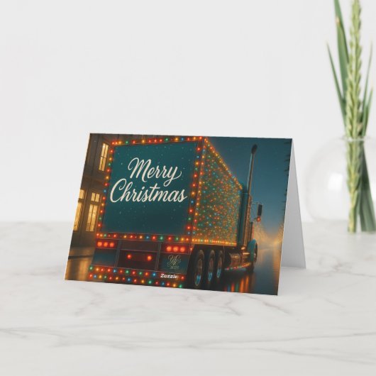  Festlicher Weihnachts-LKW mit Lichtern Bedankkaart (Achterkant)