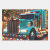 Festlicher Weihnachts-LKW mit Lichtern Inpakpapier Vel (Voorkant 3)