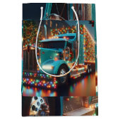  Festlicher Weihnachts-LKW mit Lichtern Medium Cadeauzakje (Voorkant)