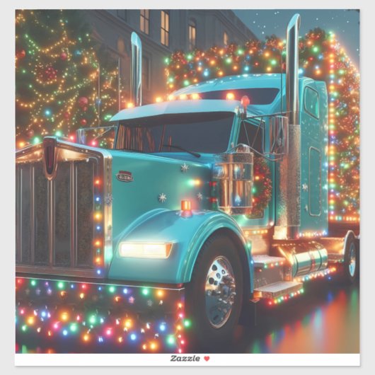  Festlicher Weihnachts-LKW mit Lichtern Sticker (Vel)