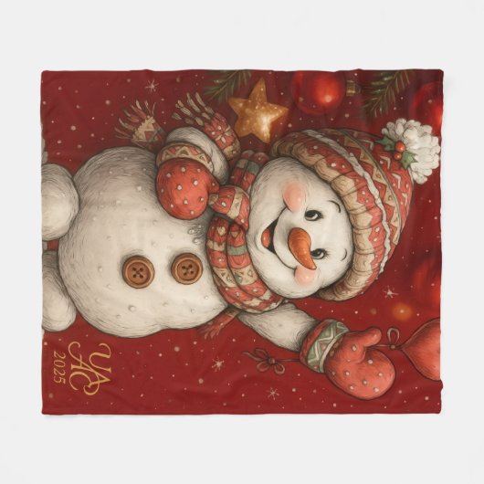 Festliches Weihnachtsmotiv auf rotem Hintergrund Fleece Deken (Voorkant (Horizontaal))