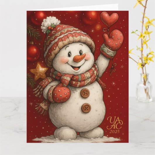 Festliches Weihnachtsmotiv auf rotem Hintergrund Kaart (Gele Bloem)