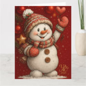 Festliches Weihnachtsmotiv auf rotem Hintergrund Kaart (Voorkant)