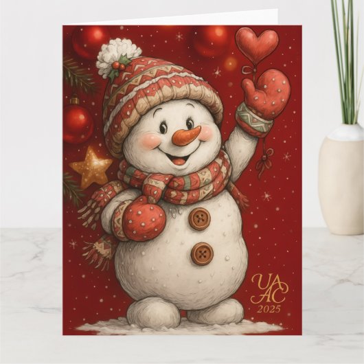 Festliches Weihnachtsmotiv auf rotem Hintergrund Kaart (Voorkant)