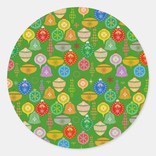 Festliches Weihnachtsschmuck-Muster Ronde Sticker (Voorkant)