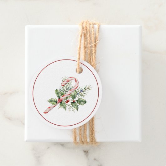 Festove Red & White Candy Cane met kerstcadeau Lab Bedankjes Labels (In situ)