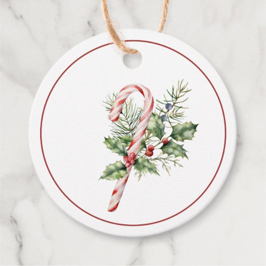 Festove Red & White Candy Cane met kerstcadeau Lab Bedankjes Labels (Voorkant)