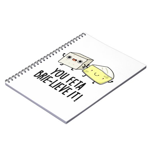 Feta Brie-Geloof It Funny Cheese Pun Notitieboek (Linkerzijde)