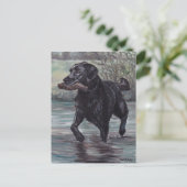 Fetch Black Labrador Retriever Dog Art Briefkaart (Staand voorkant)