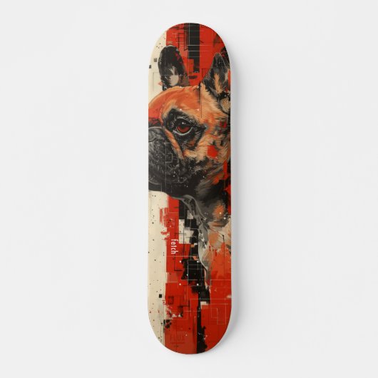 "Fetch" Franse Bulldog 7 3/4" Skateboard Deck (Voorkant)