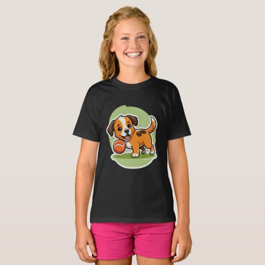 Fetch Happens - Funny Dog Cartoon T-shirt (Voorkant volledig)