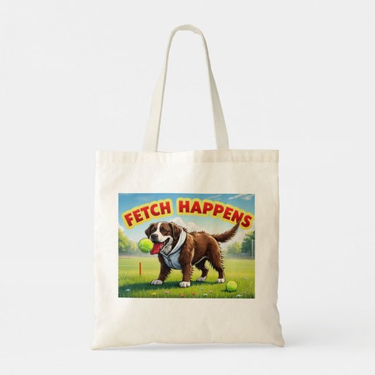Fetch Happens Humorous Dog canvas tas Muddy Labrad (Achterkant)