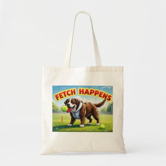 Fetch Happens Humorous Dog canvas tas Muddy Labrad (Voorkant)