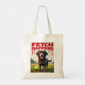Fetch Happens Humorous Dog canvas tas Muddy Labrad (Achterkant)