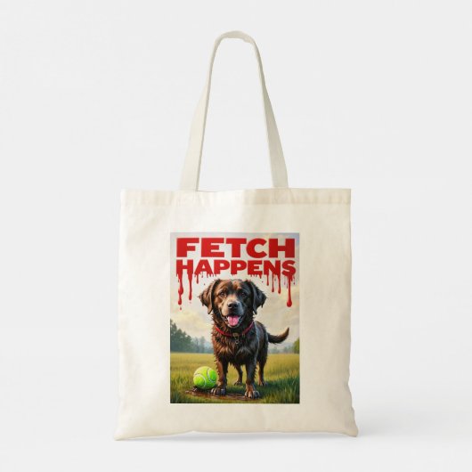 Fetch Happens Humorous Dog canvas tas Muddy Labrad (Achterkant)