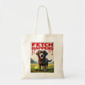 Fetch Happens Humorous Dog canvas tas Muddy Labrad (Voorkant)