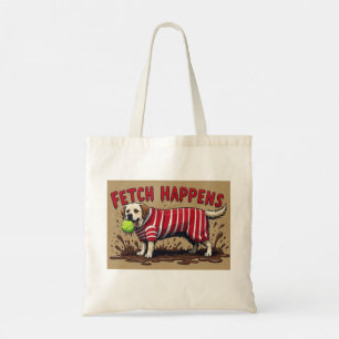 Fetch Happens Humorous Dog canvas tas Muddy Labrad