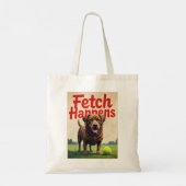 Fetch Happens Humorous Dog canvas tas Muddy Labrad (Achterkant)