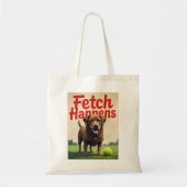 Fetch Happens Humorous Dog canvas tas Muddy Labrad (Voorkant)