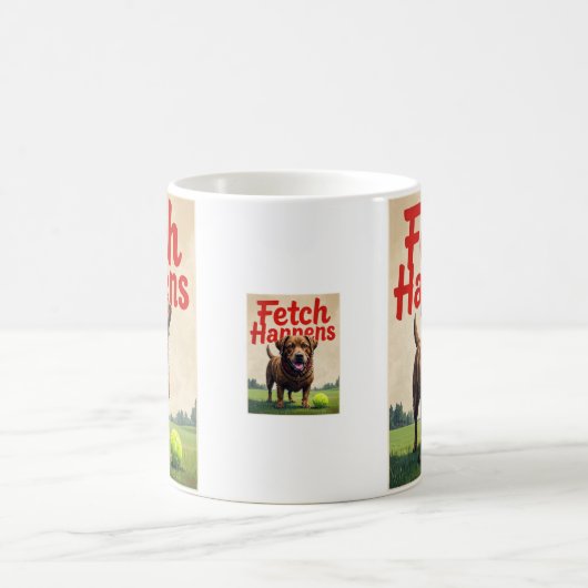 Fetch Happens Humorous Dog Coffee Cup mok (Center)
