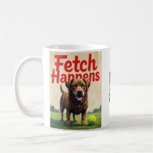 Fetch Happens Humorous Dog Coffee Cup mok