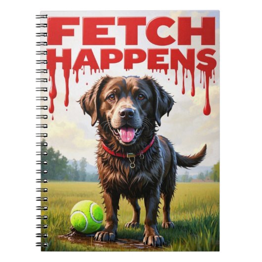 Fetch Happens Humorous Dog Spiral notitieboek (Voorkant)