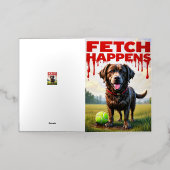 Fetch Happens Humorous Dog Spiral notitieboek Folie Wenskaart (Buiten Laag)