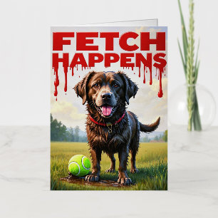 Fetch Happens Humorous Dog Spiral notitieboek Folie Wenskaart