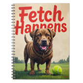 Fetch Happens Humorous Dog Spiral notitieboek modd (Voorkant)