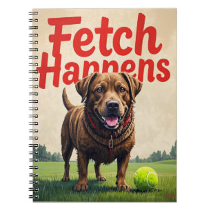 Fetch Happens Humorous Dog Spiral notitieboek modd