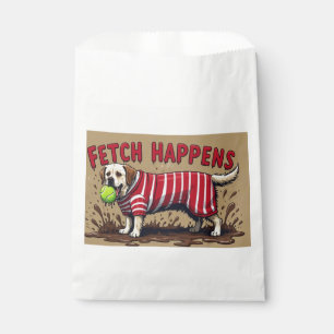 Fetch Happens Humorous poster modderige Labrador h Bedankzakje