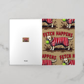 Fetch Happens Humorous poster modderige Labrador h Folie Wenskaart (Buiten Laag)