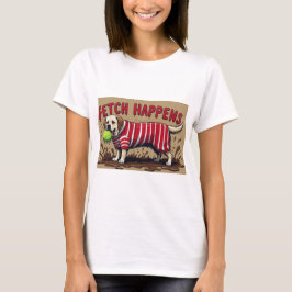 Fetch Happens Humorous poster modderige Labrador h T-shirt