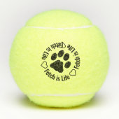 Fetch is leven - Paw Print Hearts Cute Dog Tennisballen (Voorkant)