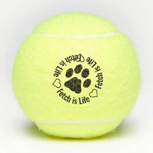 Fetch is leven - Paw Print Hearts Cute Dog Tennisballen (Voorkant)