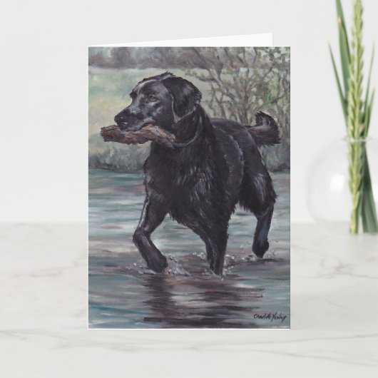 Fetch Labrador Retriever Dog Art Wenskaart Kaart (Voorkant)