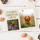 Fetching Christmas Cheer Cream Dog Photo Feestdagenkaart