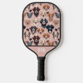 Fetching Fun: Aangepaste hond-thema Blush Pink Pickleball Paddle (Achterkant)