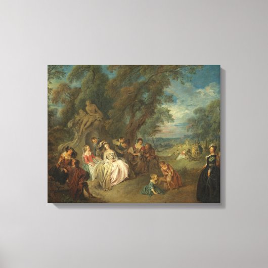 Fête Champêtre, c. 1730 (olie op canvas) Canvas Afdruk (Voorkant)
