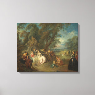 Fête Champêtre, c. 1730 (olie op canvas) Canvas Afdruk