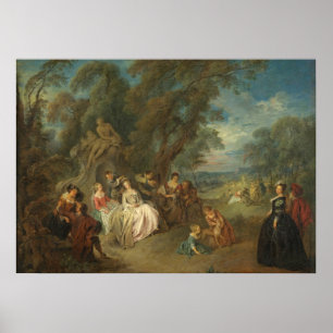Fête Champêtre, c. 1730 (olie op canvas) Poster
