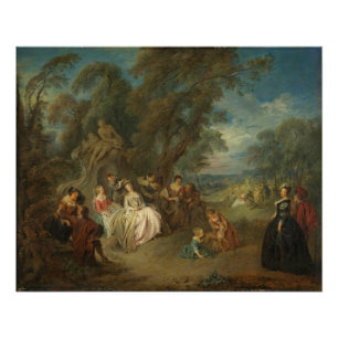 Fête Champêtre, c. 1730 (olie op canvas) Poster