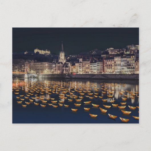 Fête des Lumières bateaux - Lyon Briefkaart (Voorkant)