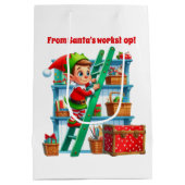 Fetive Christmas Santa's workshop elf Medium Cadeauzakje (Achterkant)